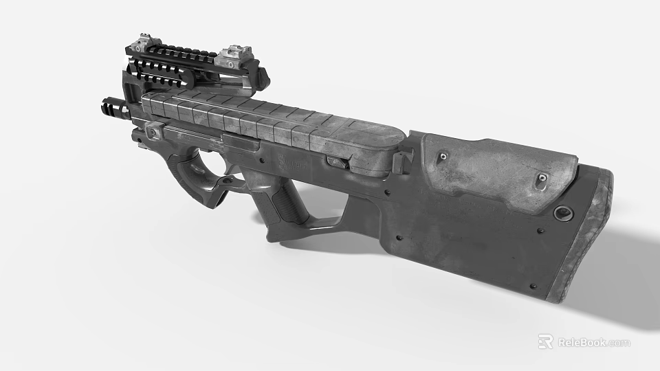 Game Movie Character Tactical Rifle With Scope Magazine And Black Finish 3d model 