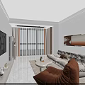 Modern Bright White Open Living And Dining Room Interior With Comfortable Stylish Home Furnishings