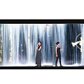 Modern Immersive Exhibition Hall Featuring Water Curtain Projection With Lotus Flowers And Koi Fish