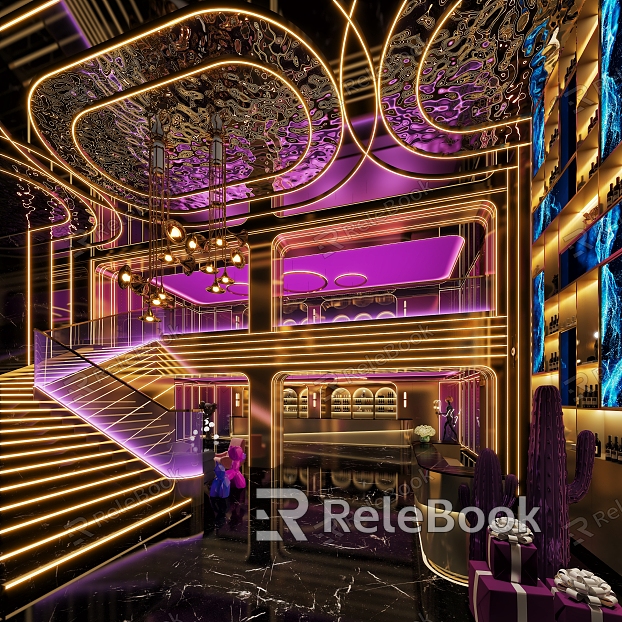 Bar Lobby Bar Hall Reception Lobby KTV Lobby Front Desk KTV Desk Nightclub model