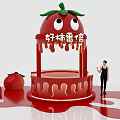 Tomato Themed Milk Tea Shop With Vibrant Red Dome Building And Fresh Tomato Decorations