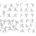 Creative Dynamic Human Silhouette Wall Decor With Multiple White Figure Poses For Interior