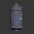 Tactical Silver Grenade Weapon With Red Ring Fuse And Emblem Design