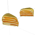 Tasty Sliced Mille Crepe Cake With Yellow Crepe Layers And Orange Filling