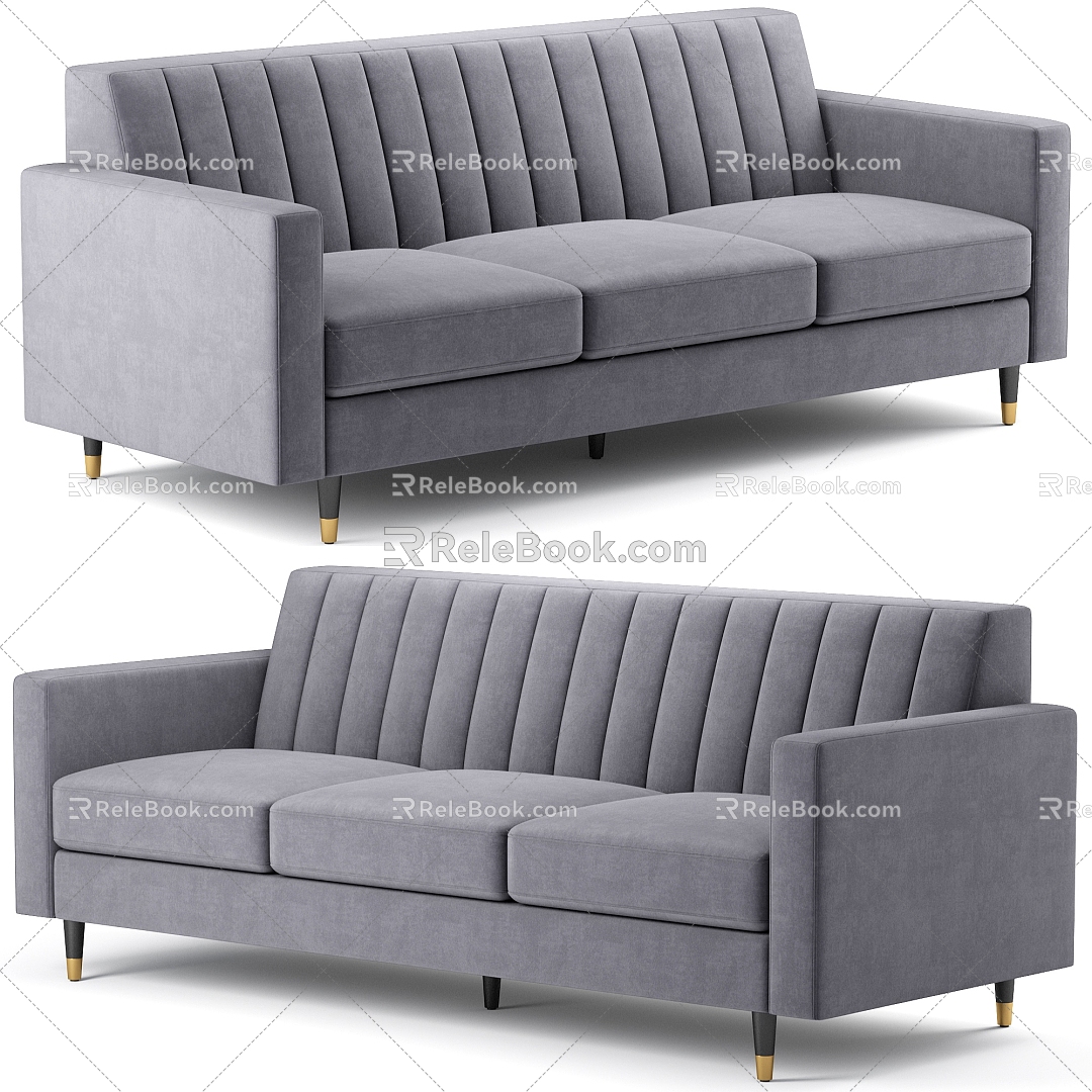 Multi-person sofa three-seat sofa 3d model