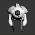 Silver Metallic Game Movie Character With Shiny Reflective Surface Bunny Ears Hat And Holding Object
