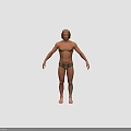 3D Primitive Male Character As Tribal Creature Standing With Shirtless Torso And Simple Cloth