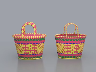 Colorful Inflatable Decorations Featuring Traditional Woven Patterns And Double Happiness Symbols 3d model