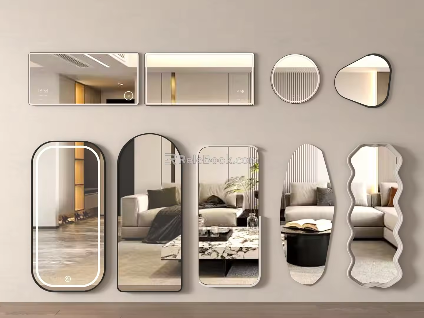 modern mirror full-length mirror full-length mirror shaped mirror hanging mirror floor mirror 3d model