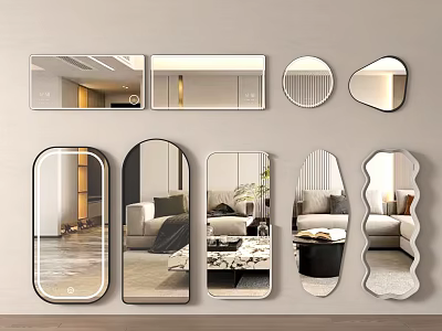 Collection of Various Shaped Mirrors for Home Decor Reflecting Interior Spaces 3d model