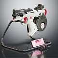White And Red Weapon With Display Stand And PETEX Label 3d model