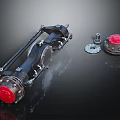 Industrial Mechanical Equipment Main Shaft Assembly With Red Capped Ends And Gear Parts