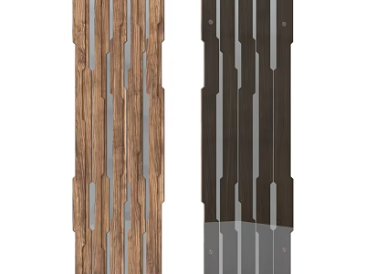 Wooden and Dark Colored Wall Decor with Vertical Slats and Hollow Out Design 3d model