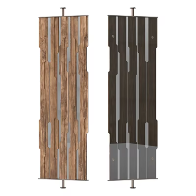 Wooden and Dark Colored Wall Decor with Vertical Slats and Hollow Out Design 3d model