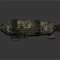 3D Rendered Camouflage Military Airship Model With Detailed External Frames And Structure
