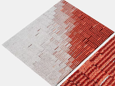 Gray and Red Square Carpet with Woven Texture Gradient Design for Living Room Decor 3d model