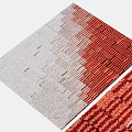 Gray and Red Square Carpet with Woven Texture Gradient Design for Living Room Decor