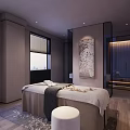 Minimalist SPA Sauna Interior Design With Massage Bed Towel And Wooden Floor