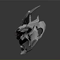 Futuristic Mechanical Robot Head With Metallic Texture Red Glowing Eyes And Angular Details