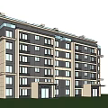 Modern Residential Building Simple Overlay Villa 3d model