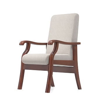 Chair linen chair solid wood chair mahogany conference chair reception chair office chair 3d model