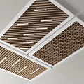 Modern Ceiling Design Featuring Grid Patterns Wooden Panels And White Frames 3d model