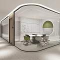 Modern Office Corridor Interior Design With Wooden Walls Glass Partitions And Carpeted Floor