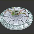 Circular White Structural Platform With Mechanical Spider And Green Orb Center 3d model