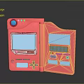 Pink Clamshell Computer With Dual Screens Control Buttons And Indicator Lights
