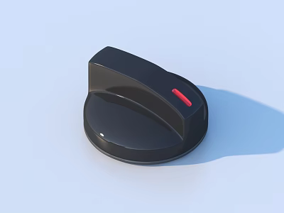 Black Control Knob With Red Indicator For Home Appliance Use 3d model