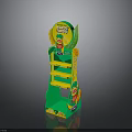 Happy Snacks Display Stand With Green Yellow Design And Multiple Shelves