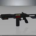 Futuristic Sci Fi Weapon Rifle With Black Body Red Accents Magazine And Scope Design