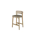 Modern Bar Stool With Wooden Frame Light Colored Padded Seat And Backrest