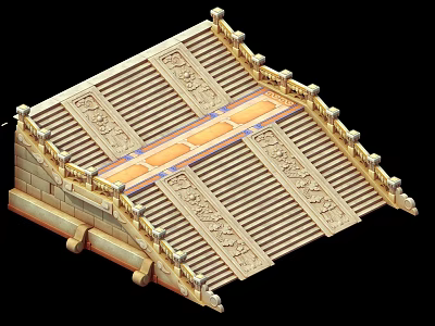 Traditional Chinese Architecture Roof With Elaborate Carvings And Ornate Structure Details 3d model