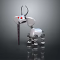 Elephant Shaped Metallic Robot With Red Eyes White Body And Spring Legs