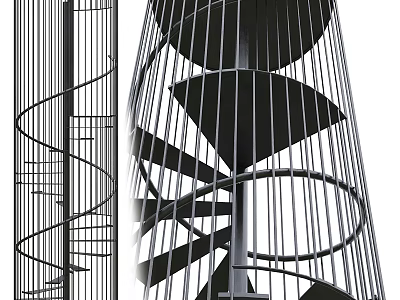 Modern Spiral Staircase With Metal Railing And Sleek Contemporary Design Structure 3d model