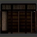 Traditional Wooden Bookcase Filled With Books In Study Room With Desk Lamp And Vintage Carpet