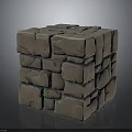 Stacked Stone Block Cube Decorative Element With Textured Surface And Joint Gaps 3d model