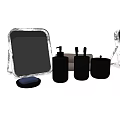 Elegant Bathroom Accessories with Square Mirrors Black Bottles and Containers