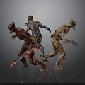 Fantasy Characters And Bio Mechanical Creatures With Swords In Dynamic Poses