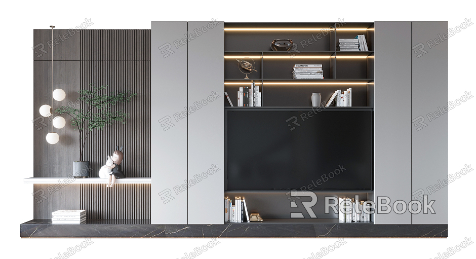 Modern TV background cabinet TV background wall model