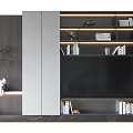 Modern TV Wall Unit Design With LED Lighting Storage Shelves And Decorative Books