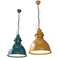 Stylish Blue and Yellow Metallic Pendant Lights with Chain Hanging for Home Decor