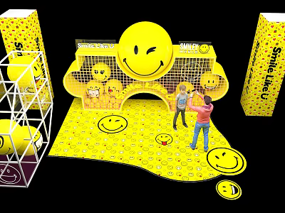Smiley World Interactive Play Area With Large Smiley Arch And People Interacting 3d model