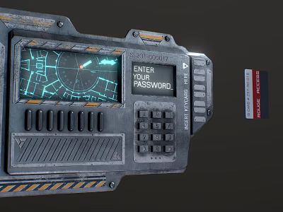 Futuristic Smart Door Handle With Digital Display Keypad And Industrial Design Features For Security 3d model