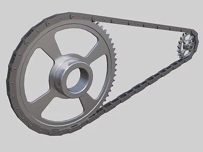 Heavy Duty Mechanical Industrial Equipment Transmission System With Large Gear And Chain 3d model