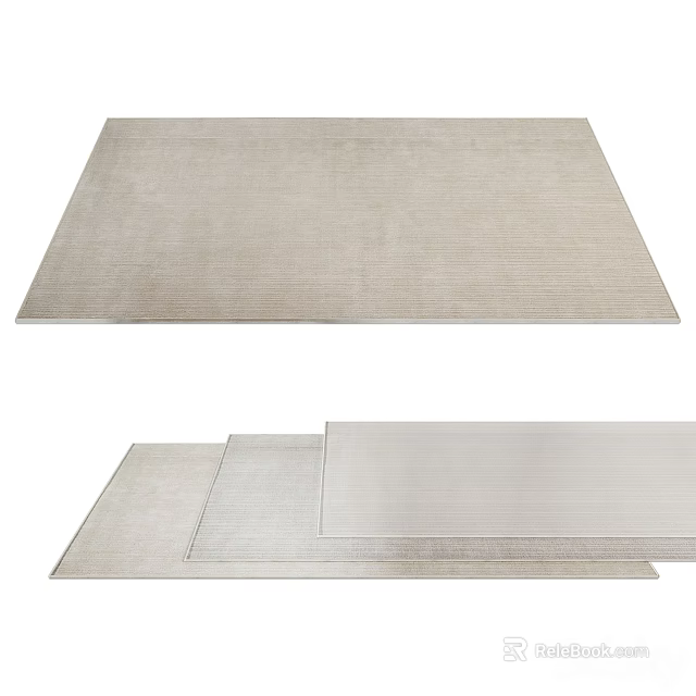 Modern Light Colored Square Carpet With Textured Surface And Stacked Design 3d model