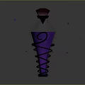 Decorative Ornament Set Featuring Purple Glass Bottle With Black Spiral Design And Glowing Dots