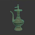 Traditional Brass Water Pot With Intricate Carvings And Curved Spout As Household Item