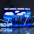Health Care Themed Photo Spot with Blue Skyline Ferris Wheel at 2023 Annual Dinner Gala